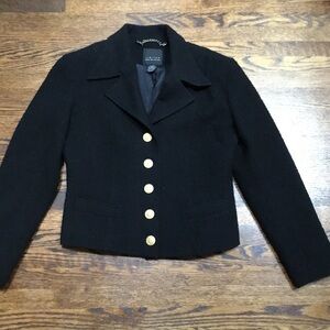 Black Boucle Blazer with Gold Buttons EUC